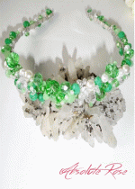Дизайнерска диадема с кристали модел More цвят зелено